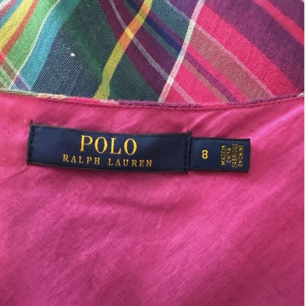 Polo Ralph Lauren Size 8 Sleeveless Fit & Flare Long Madras Wrap Cotton Dress - Picture 6 of 12